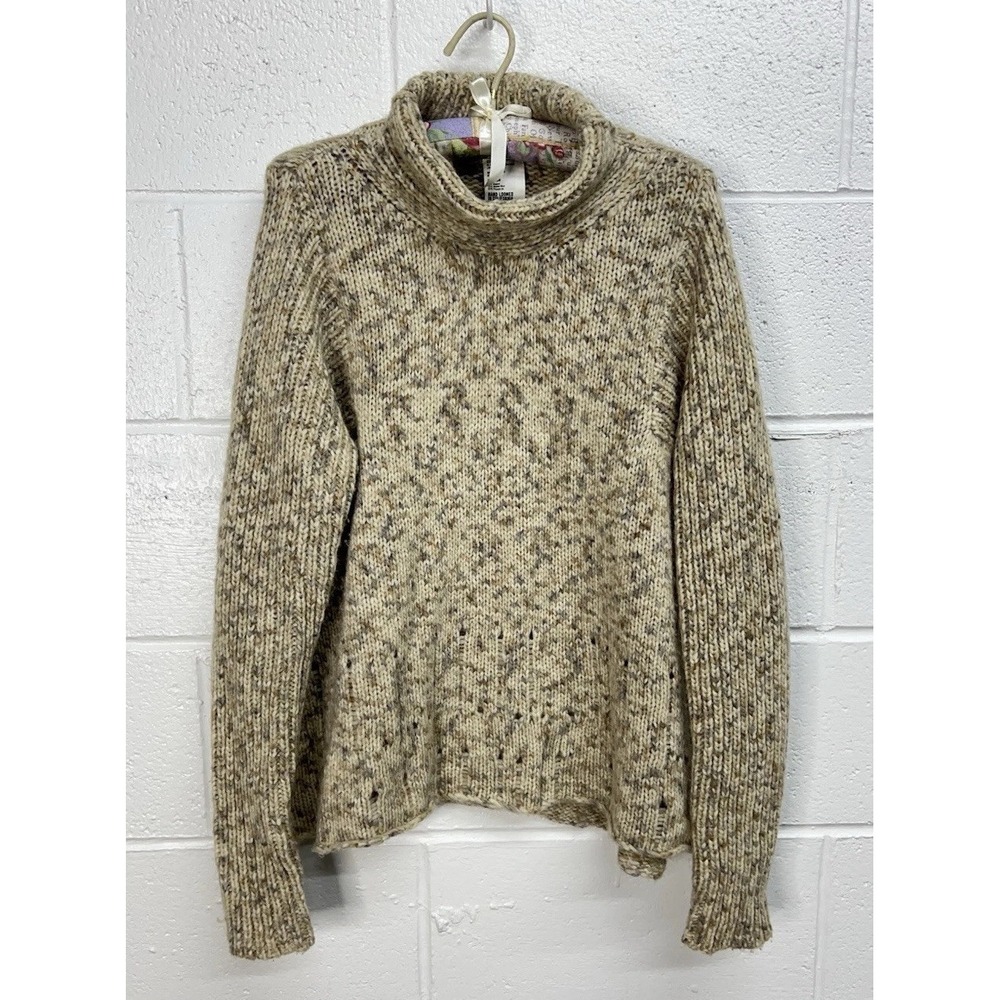 NSF Mock Turtle Neck Sweater Tan Marled Alpaca Merino / Women's Medium